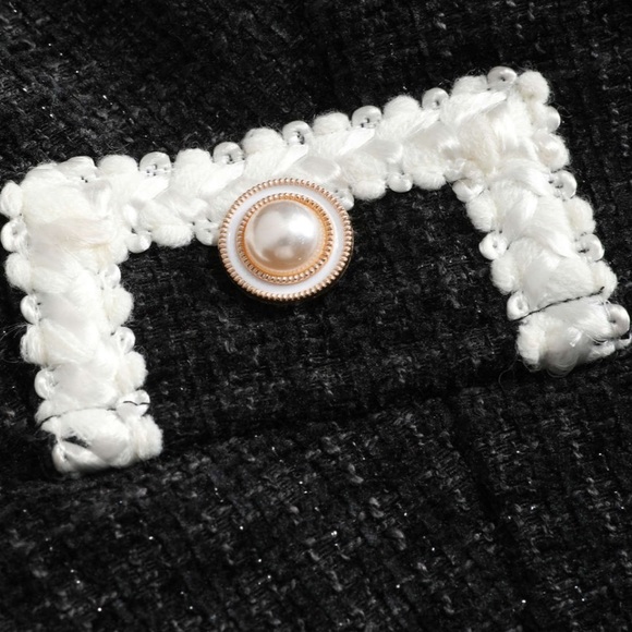 Cider Black and White Tweed Blazer Cropped Tailored - Picture 7 of 14